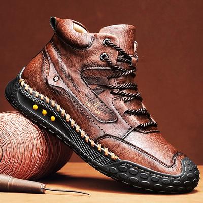 Men's Leather Casual Shoes Handmade  Soft Leather Ankle Boots Large Size Driving Moccasins Shoes