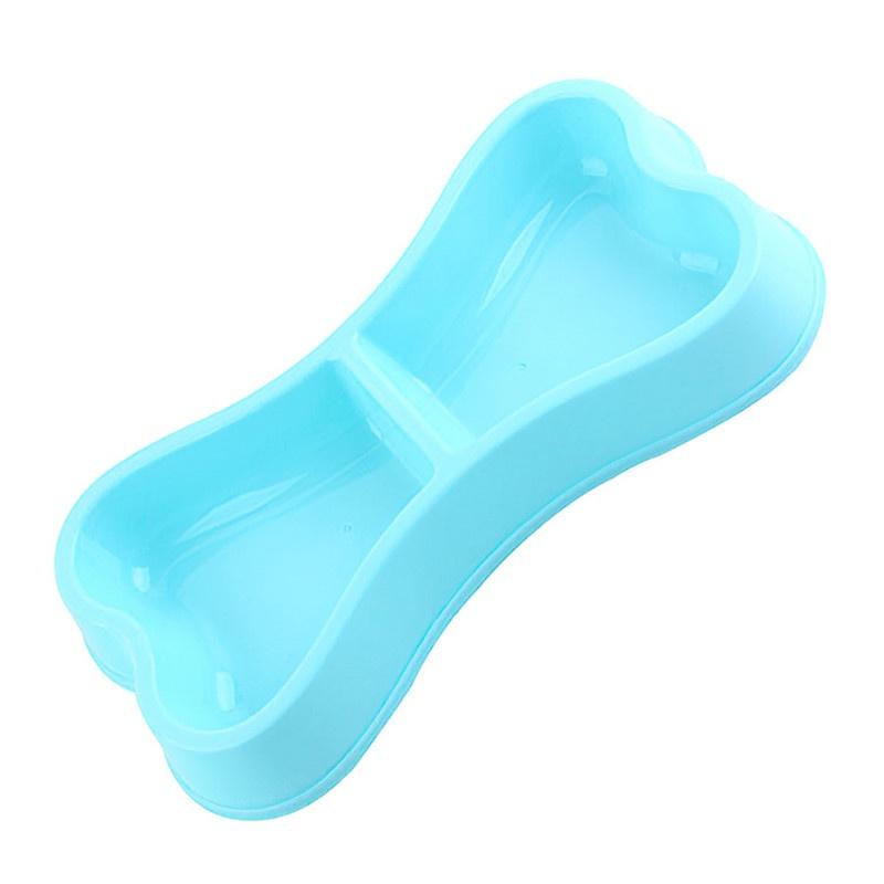 Bone-shaped Dog And Cat Food Bowl Set Pp Plastic Pet Double Bowl