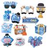 30pcs Blessing Father's Day Photo Props Blue Dress Up Costume Mask  Birthday Supplies