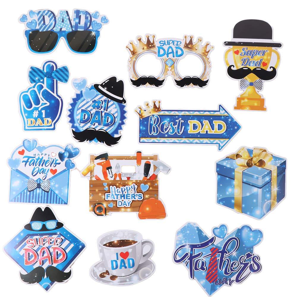30pcs Blessing Father's Day Photo Props Blue Dress Up Costume Mask  Birthday Supplies