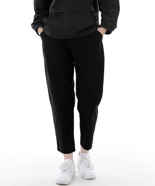 Seinteukeulu Tapered Cut Crop Half-Band Pants Tch-326 Black