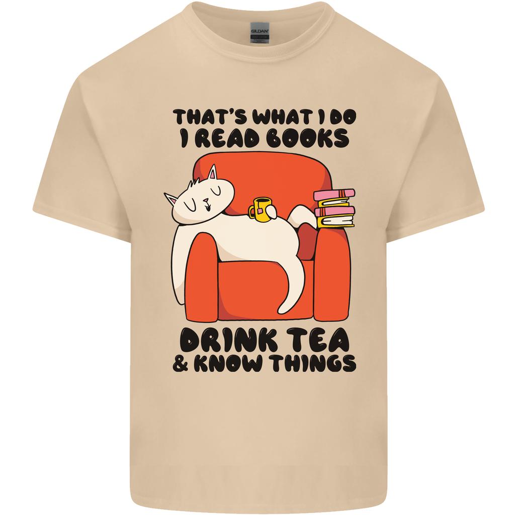 I Drink Tea and Know Things Funny Cat Unisexs Light Cotton TShirt