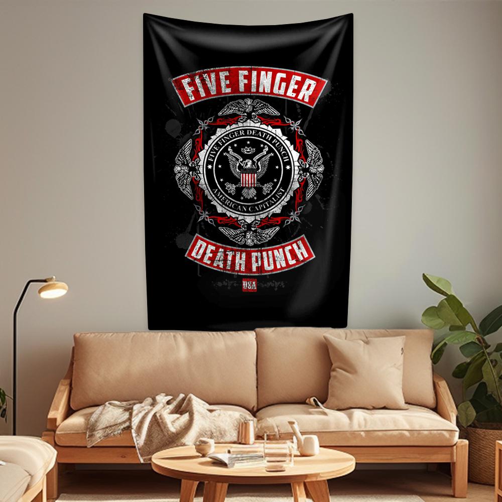 

Metal Rock Band F-Five Fingers Гобелен Death Punchs Домашний декор Эстетика Настенный декор для вечеринки в общежитии Фон для подарков на день рождения 29x37in