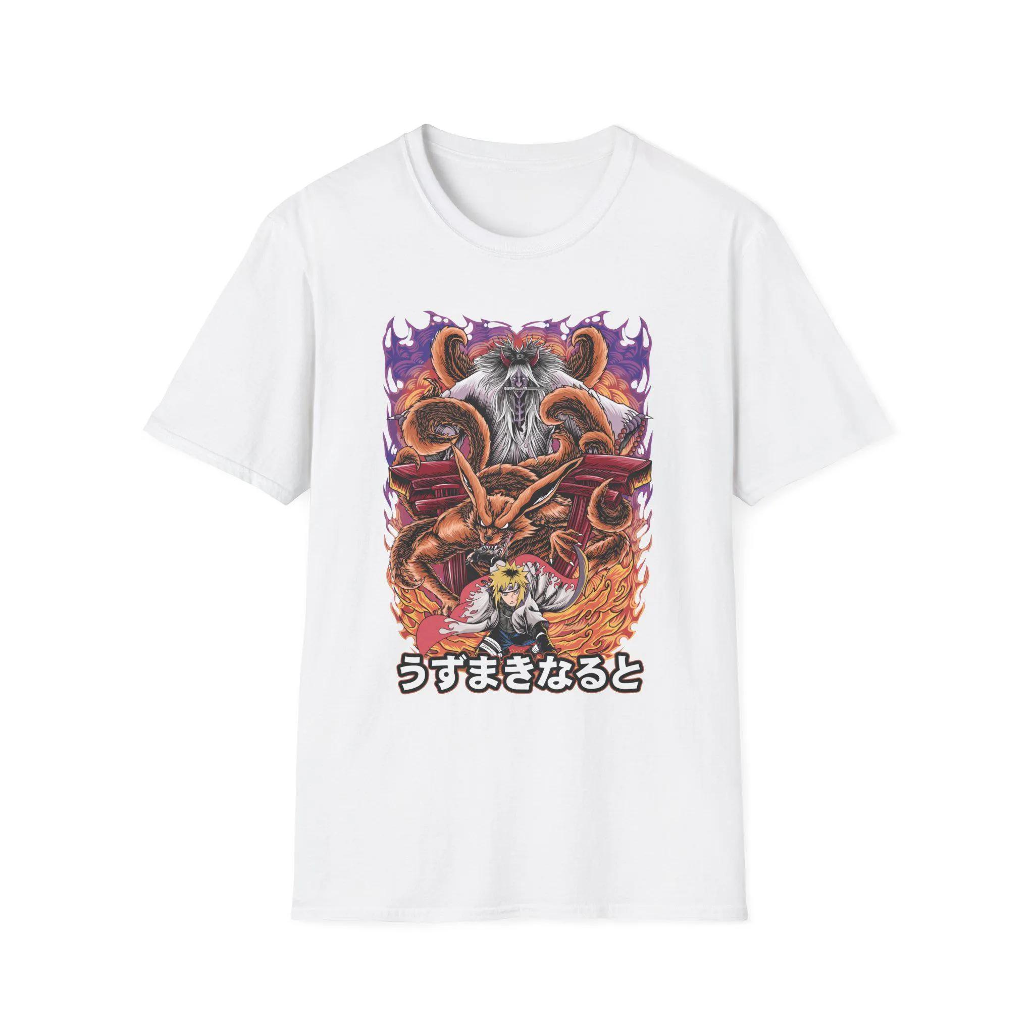 

Relaxing and NineTailed Fox Illustration TShirt Japanese Text Demon Mask Flames 2026 Shirt New Cotton Summer Tshirt for Unisex XL
