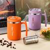 304 Stainless Steel Thermal Mug with Lid | Tea/Coffee Cup with Strainer & Straw | Water Bottle & Holiday Gift