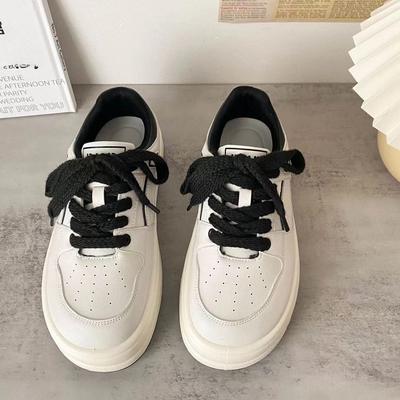 Platform White Shoes Women's Spring and Autumn New Niche Original Milky White Big Head Bread Shoes Sports Casual Borad Shoes