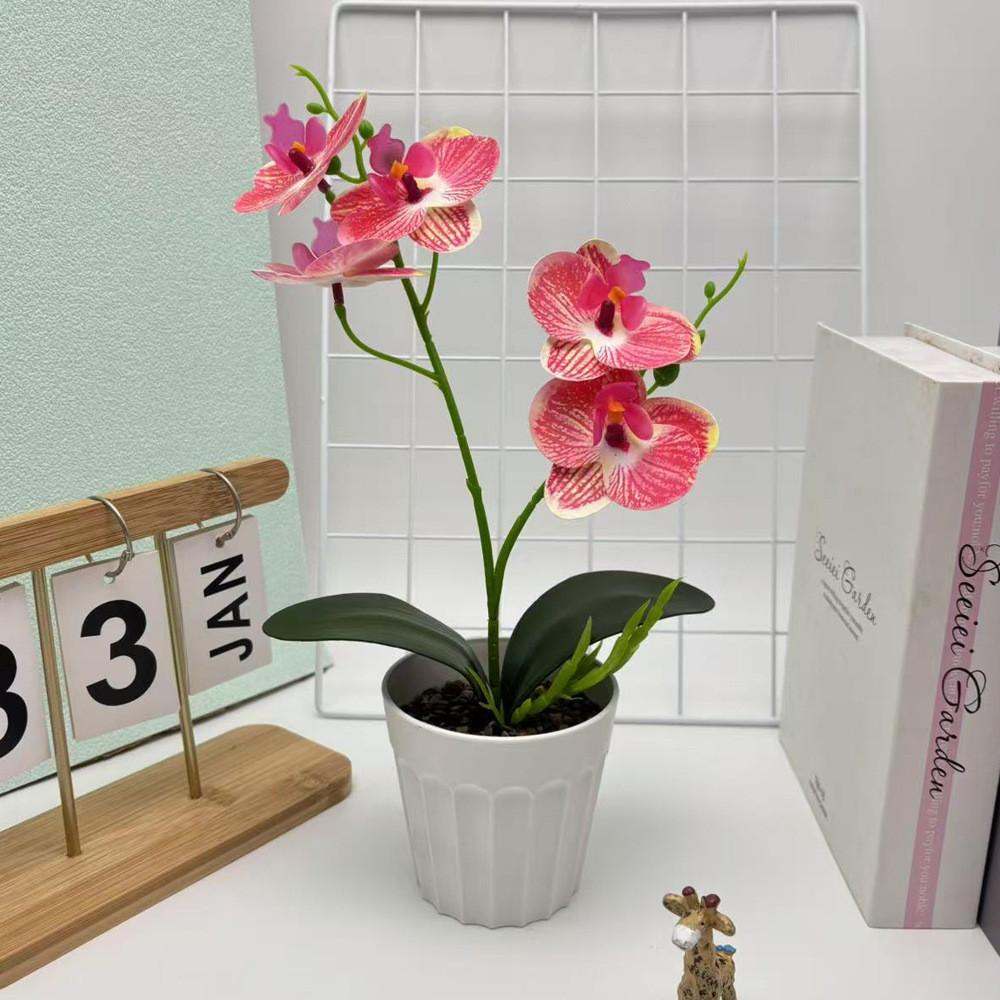 Two Realistic Branches Butterfly Orchid Green Plant Bonsai For Decor Indoor