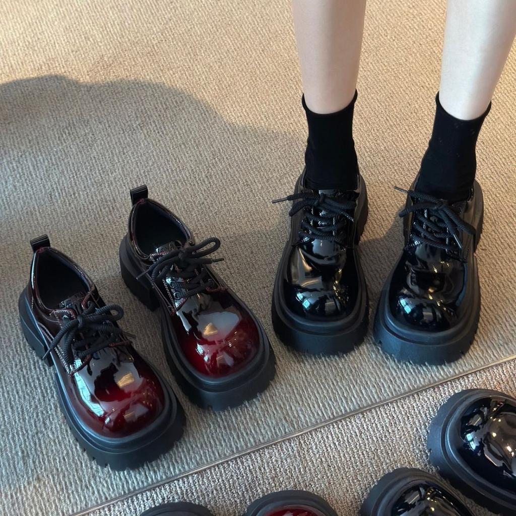 Retro big head small leather shoes women's 2025 spring and autumn new small height-increasing platform shoes British style loafers