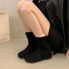 2026 New Fashion Autumn Women Mid-Calf Boots High Quality Cow Suede Leather Slip-On Flat Heel Casual Boots Ladies Handmade Retro