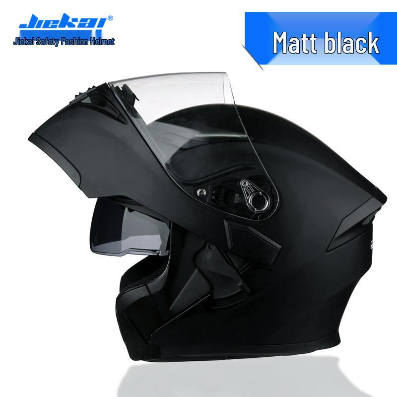 Jiekai Full-Face Flip-Up Motorcycle Helmet for Men & Women - Winter Electric Vehicle Safety Helmet