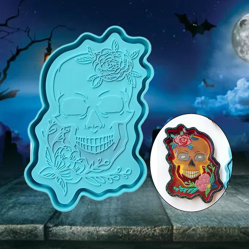 Skull Tray Epoxy Resin Mold Serving Plate Board Coaster Casting Silicone Mould DIY Crafts Jewelry Home Decorations Ornaments Making Tools