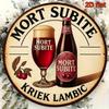 D Plat PC Mort Subite Bere Belgiană Logo Semn Vintage Berărie Belgiană Inch Rotund Franceză Olandeză Text (Mort SubiteKriek La