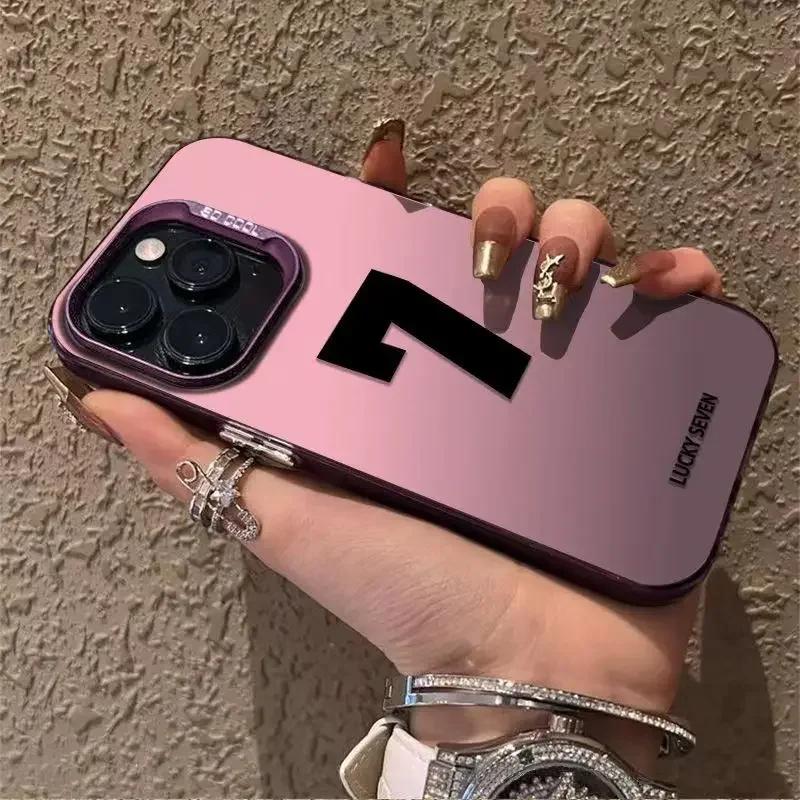 7 Basketball Jersey Number Pattern Phone Case For iPhone 15 14 13 12 11 Pro Max XS X XR 7 8 Plus Colored Silver Plated Cover