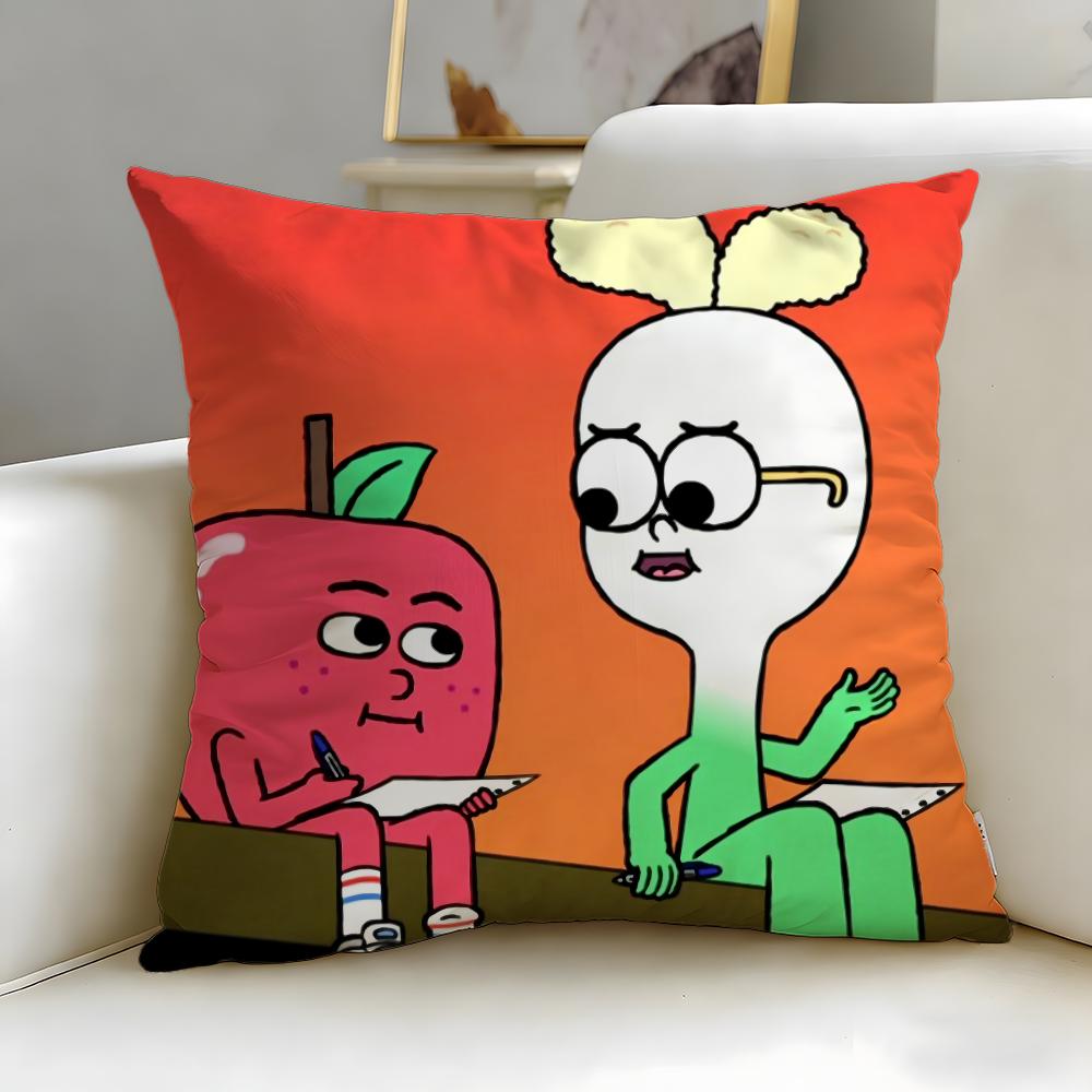 classic cartoon Apple And Onion Cushion Cover Soft & Easy-Wash Pillow Case – Versatile for Couch, Bed, Travel and Office