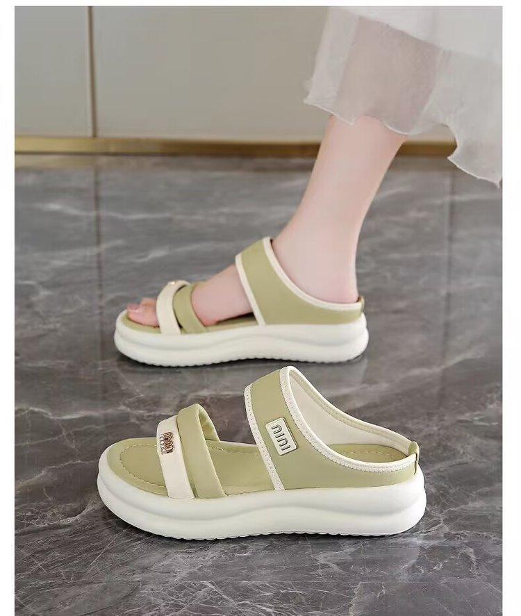 

Летние приморские односимвольные пляжные туфли женские новые с круглым носком на одной педали ленивые туфли женские шлепанцы на платформе 40 зелёный