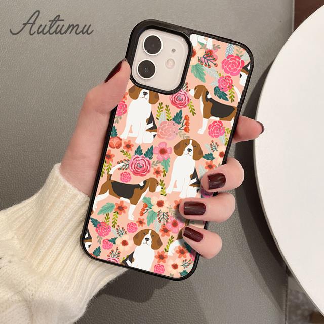 Beagle Floral Dog Phone Case for iPhone 11 12 13 14 Pro Max Mini X XR XS SE 2020 6S 7 8 Plus Samsung Galaxy S21 S22 Cover Shell