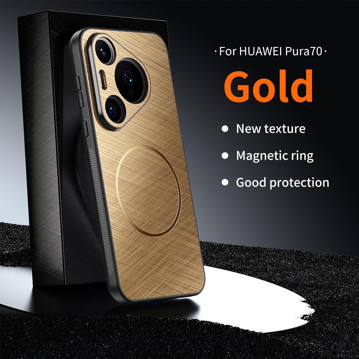 

For Huawei Pura 70 70 Pro 70 ProPlus 70 Ultra Gold Wire Textured Coil Magnetic All-Inclusive Dropproof Phone Case For Pura 70