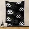 "Soccer Ball Pattern Black Tapestry" Patterned tapestry home decor, suitable for bedroom and living room, gift