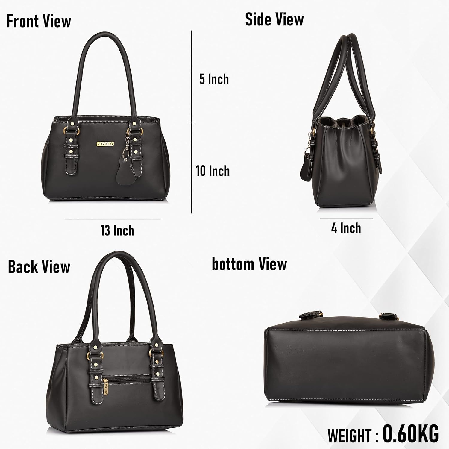 Женская сумка Westside из искусственной кожи (большой) 13 x 10 x 4 in чёрный — фото 9