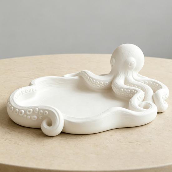 3D Printed Octopus Jewelry Tray for Small Items, Ocean Theme Storage Tray, Multifunctional Desktop Organizer for Vanity Bathroom Desk Decor