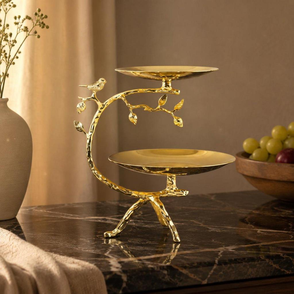 Double Layer Fruit Tray Electroplated