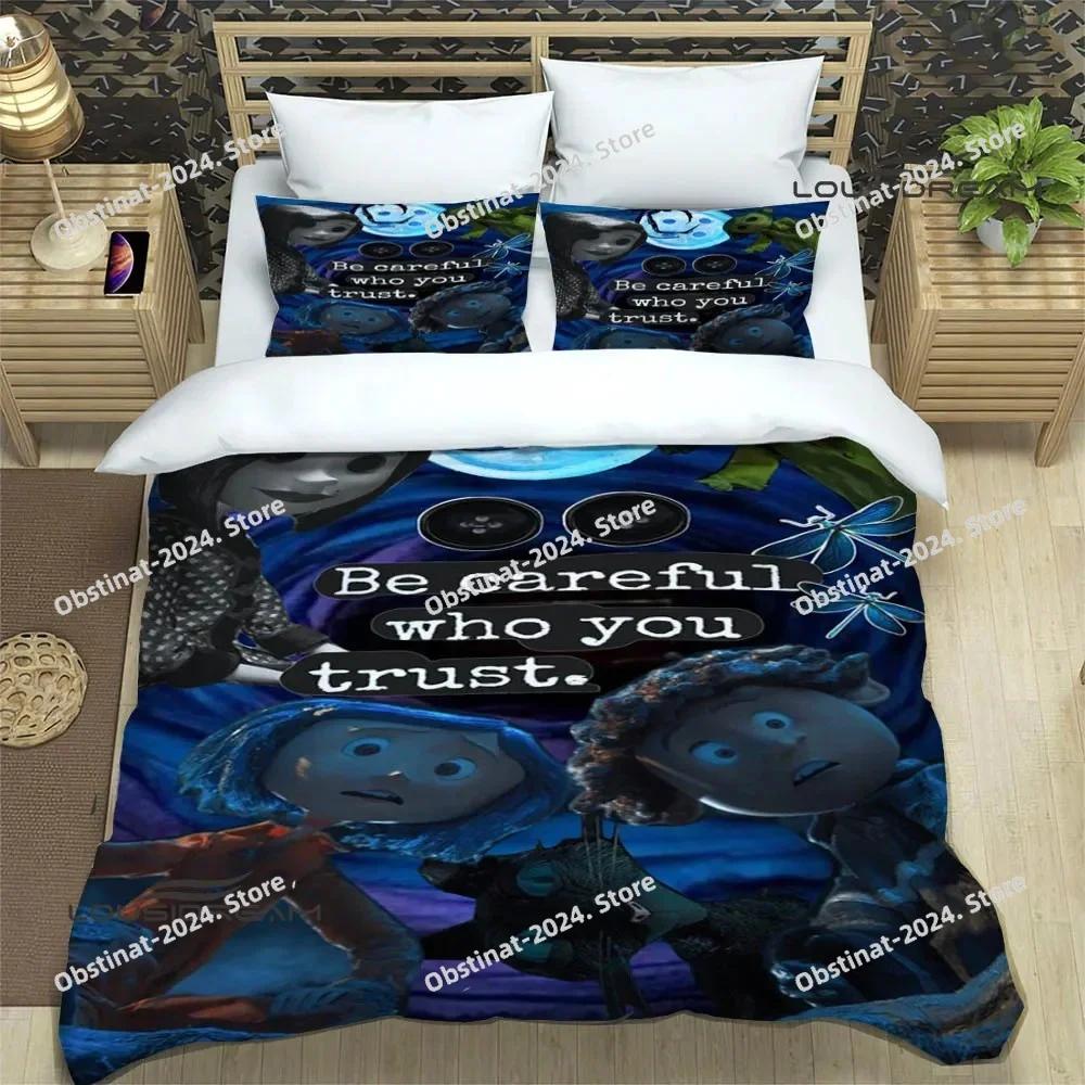 3D Cute C-Coraline Cartoon Bedding Set Printed Bed Set With Pillowcase Bed Duvet Cover Soft Single Double Queen Super King Size