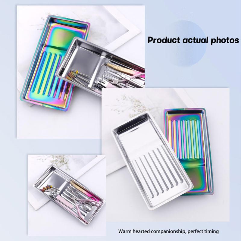 Nail Art Tool Sterilizing Tray Stainless Steel Disinfection Dish Cosmetic Storage Tray Manicure Tweezers Drill Bit Nail Clippers