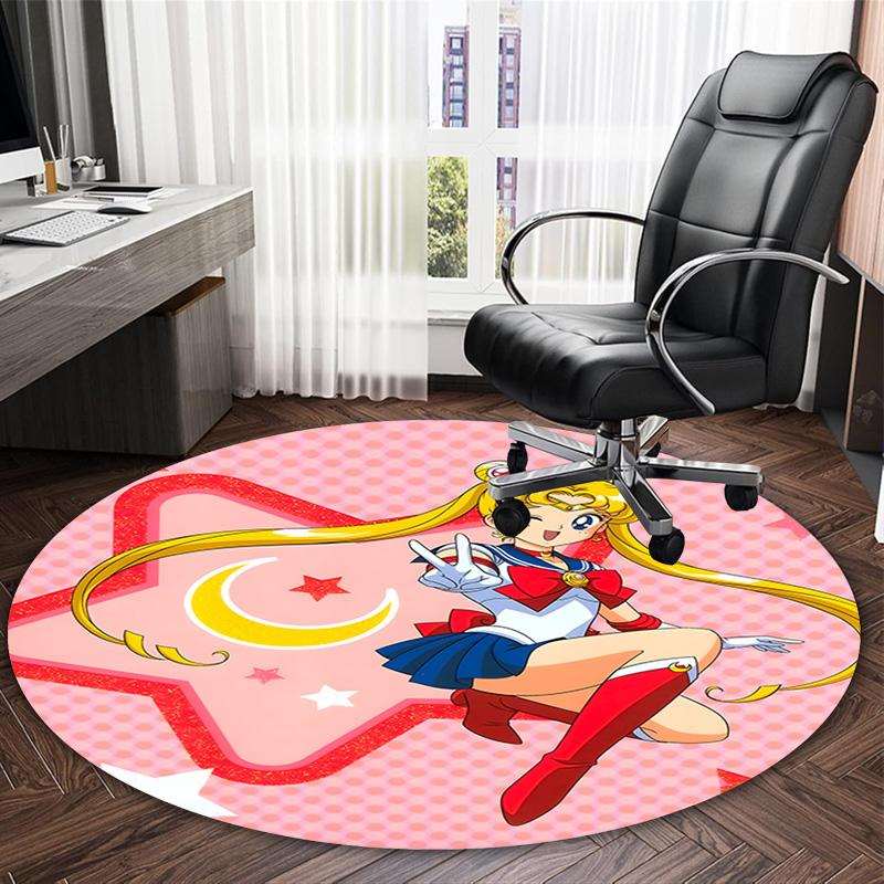 1pc Sailor Moon Carpet, Round Rug, Comfortable, Suitable for Entryways, Living Rooms, Office, And Bedrooms, Christmas Decoration