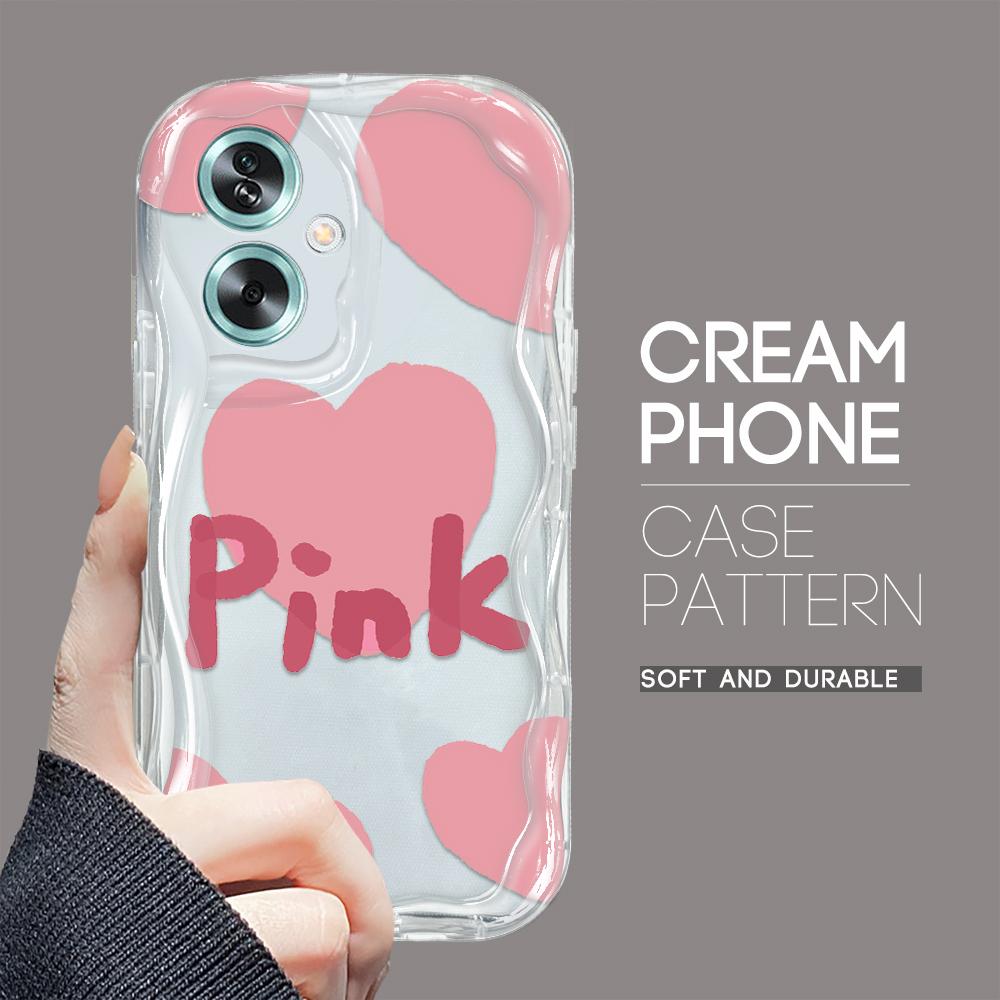 Model drăguț de desene animate Carcasă cu textura cremă cu margine ondulată Husă din silicon moale pentru telefon pentru OPPO Reno Realme