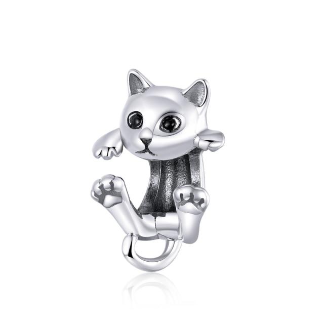 Genuine Sterling Color Lucky Charm Zircon Stone Bee Family Bead Pendant Original Bracelets Pendant Necklace Diy Fine JewelryFashion Charm