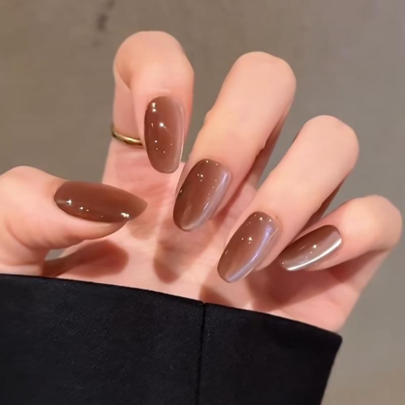 

Трендовый бордово-красный «кошачий глаз» высококлассный носибельный осенне-зимний нейл-арт Handmade Nails XS#10 pieces/bag