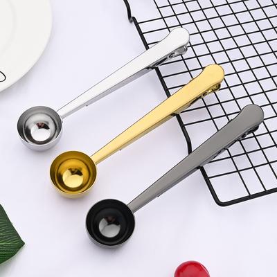Κουτάλι Καφέ 2 σε 1 από Ανοξείδωτο Ατσάλι Κλιπ Σφράγισης Κουζίνα Χρυσά Αξεσουάρ Δοχείο Καφέ Εσπρέσο Κουταλάκι Διακόσμηση