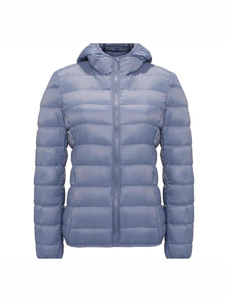 Women's Plus Size Lightweight Hooded Down Jacket - 90% Thin White Duck Down, Autumn/Winter Fashionable Outerwear