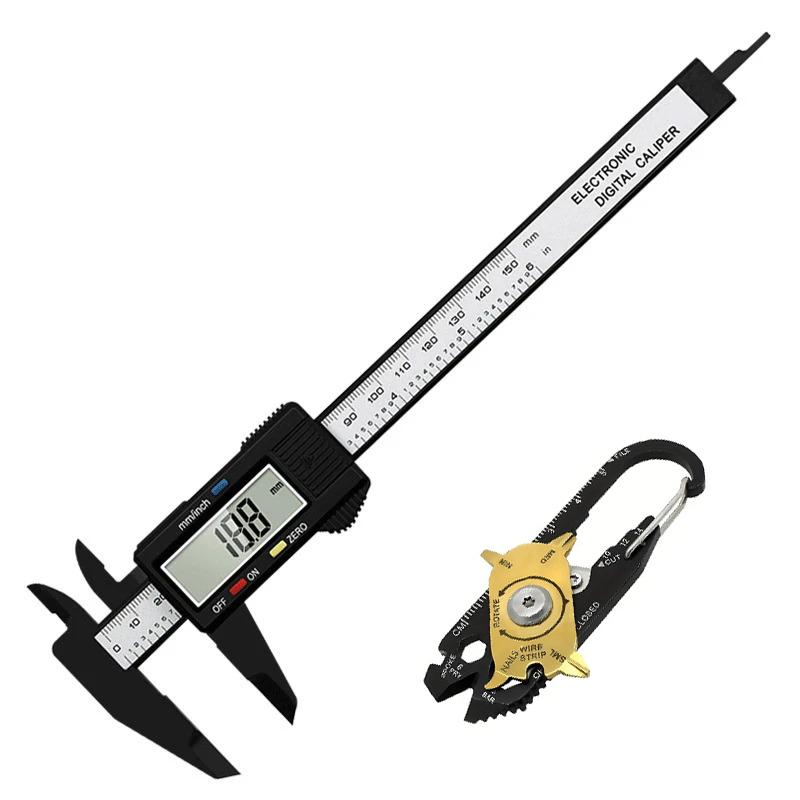 

Цифровой штангенциркуль измерительный инструмент электронный штангенциркуль 150 мм штангенциркуль микрометр цифровая линейка с многофункциональным брелоком чёрный