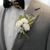 Mori-Style Korean Camellia Wedding Boutonniere & Bridesmaid Wrist Corsage Set