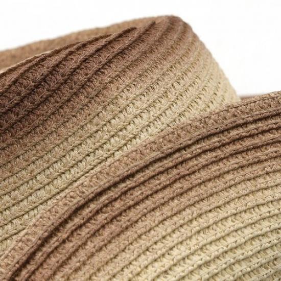 1X Men Western Straw Cowboy Cowgirl Hat with Belt Drawstring Wide Brim Sun Hat