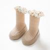 Baby Girls Spring New PU Sole Floor Socks Non-Skid Infant Toddler  Lace Socks Shoes Princess High Quality Cotton Baby Shoes