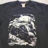 Vtg 90s Bald Eagle Nature Animal T-Shirt L Black Monochrome Stipple Graphic