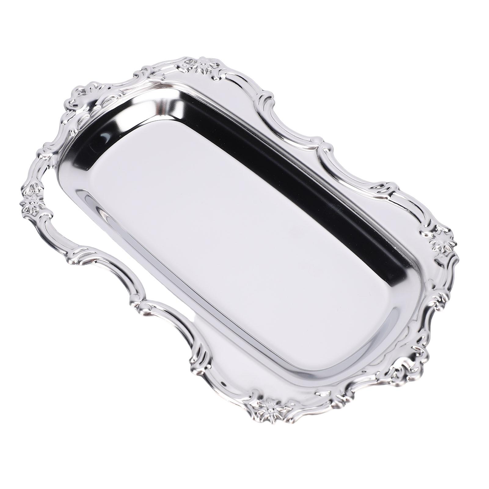 

Vintage Trinket Dish Jewelry Tray Stainless Steel Small Serving Tray Decorative Platter for Desserts Fruit Perfume Wedding