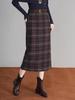 Plaid Wool Blend Split Pencil Skirt - 2025 Winter Mid-Length Vintage Style