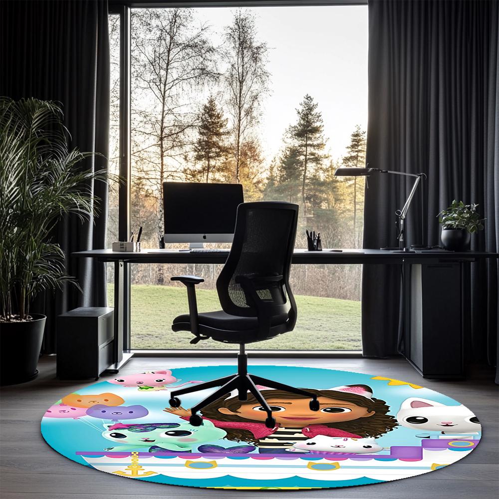 Gabby Printed Round Rug Carpet Chair Rug Area Rug Entryway Doormats,for Office Chair Living Room Bedroom Kitchen Room.