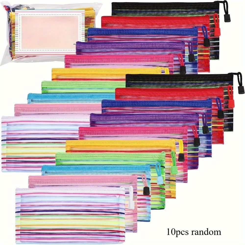 10/5pcs Mesh Zipper Pouches - Versatile Travel & Office Storage Bags, Mesh Zipper Pouches with Drawstring Closure, Makeup Mesh