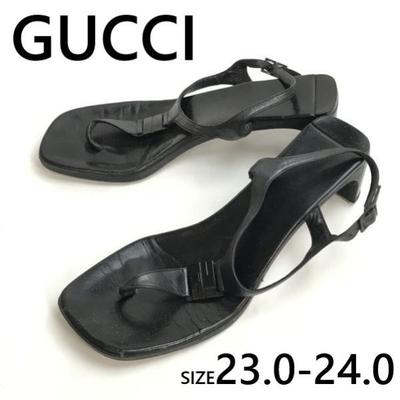 Thong Heel Sandals [Italy/23.0-24.0/Black] Pumps High Heels(USED)