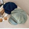 Japanese Simple Washed Denim Beret Women'S Spring Summer Literary And Retro Big Head Sunshade Octagonal Newsboy Cap Gorras