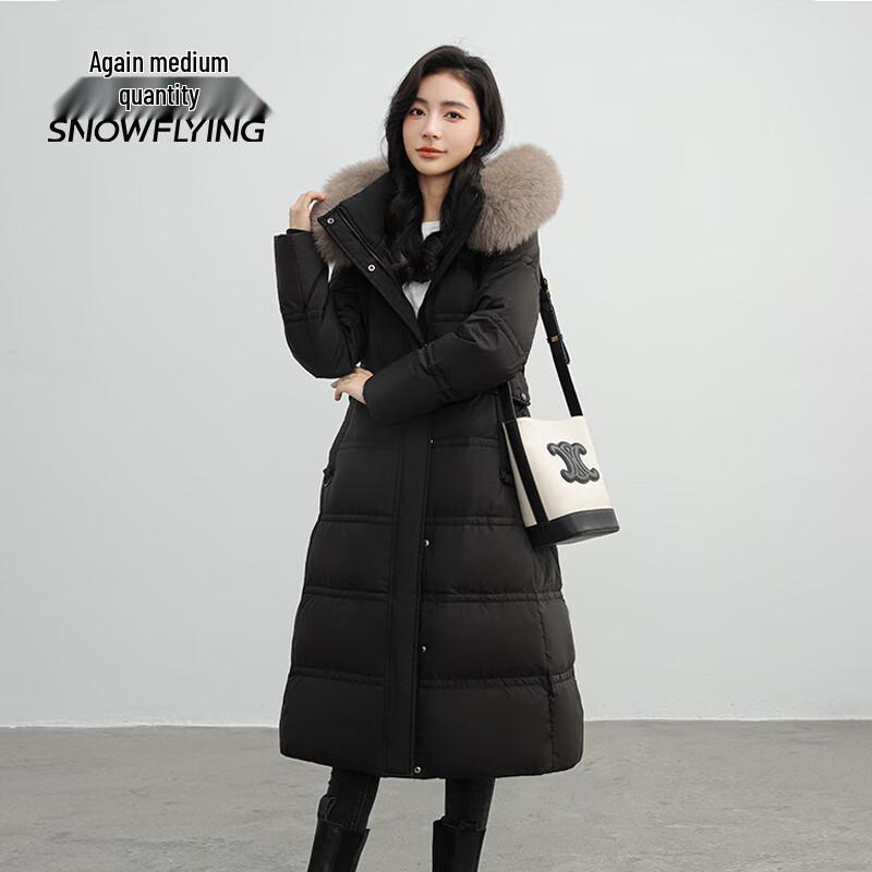 

XueZhongFei Women s Hooded Fox Fur Collar Long Down Jacket L