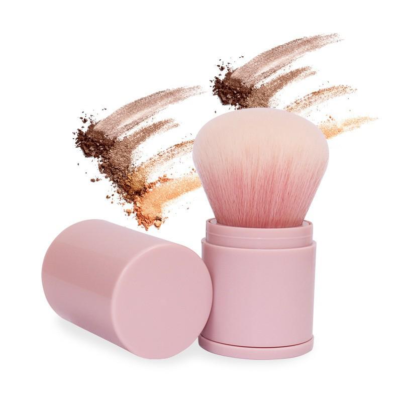 

Retractable Pink & Black Blush Brush with Nylon Bristles