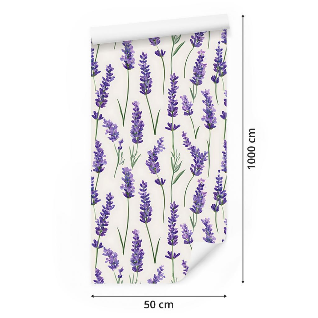 Wallpaper Flowers and Leaves White and Purple for Living Room and Bedroom 50x1000