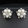2Pcs/Set Imitation Pearl Jewelry Set Flower Charm Adjustable Retro Style Extension Chain Necklace Stud Earrings Set