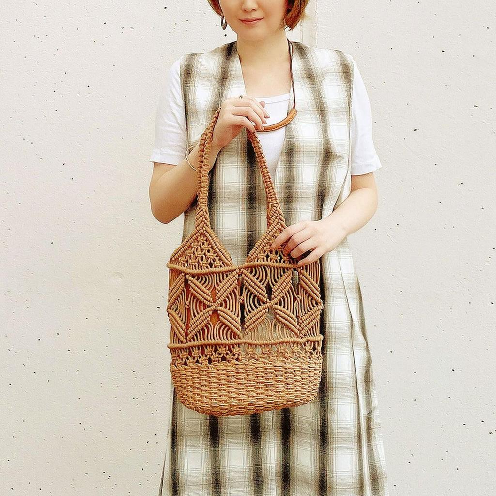 Rootote 1149 Women's Small Shoulder Knit Bag LT Deli Macrame-C (01 Gray)