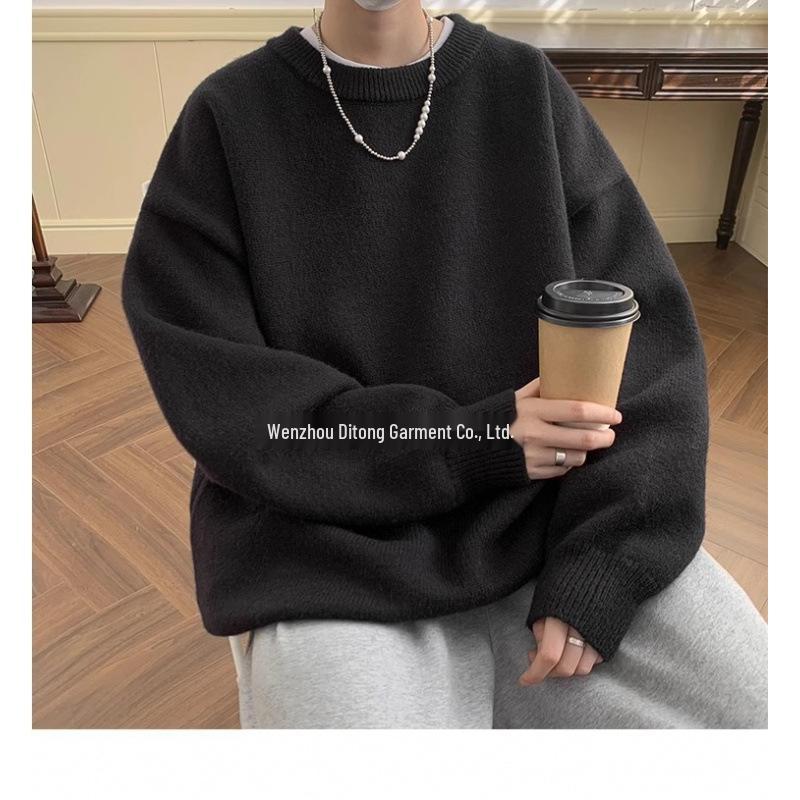 Men s High-End Retro Japanese Sweater - Versatile, Trendy, and Cozy for Autumn/Winter XL чёрный